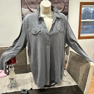 NorthCrest women’s plus size 1X gray 3/4 sleeve shirt with collar